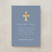 Carte De Remerciements Modern Dusty Blue Religious Boy First Communion