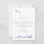 Carte De Remerciements Modern Elegant Coastal Chic Blue Wedding (Devant)