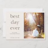 Carte De Remerciements Modern Elegant Photo Best Day Ever Wedding (Devant)