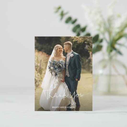 Carte De Remerciements Modern Elegant Photo Wedding (Debout devant)