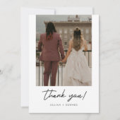 Carte De Remerciements Modern Elegant Script 2-Photo Wedding (Devant)