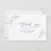 Carte De Remerciements Modern Eucalyptus springs Navy Blue Wedding (Devant)
