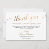 Carte De Remerciements Modern Gold Script Black & White Graduation (Devant)