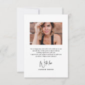 Carte De Remerciements Modern Grad Cap Script Simple Photo Graduation (Dos)