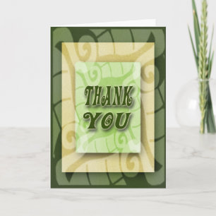 Carte De Remerciements Modern Green And Gold Blank Thank You