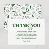 Carte De Remerciements Modern Green Camp Bachelorette Weekend (Devant / Derrière)