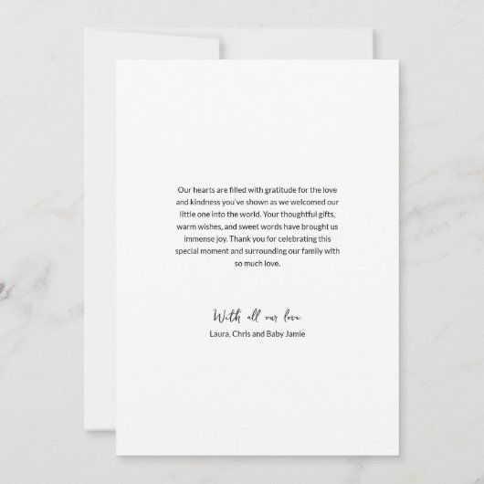 Carte De Remerciements Modern Handlettering Custom Baby Girl Shower Photo (Dos)