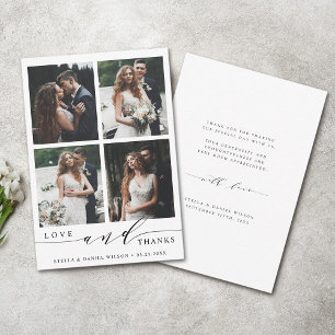 Carte De Remerciements Modern Love and Thanks 4 Mariage photo