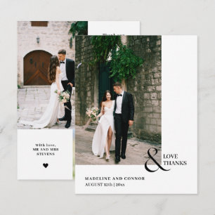 Carte De Remerciements Modern Love and Thanks Mariage Photo Collage