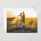 Carte De Remerciements Modern Love and Thanks Photo Simple Mariage (Devant / Derrière)