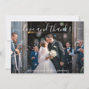Carte De Remerciements Modern Love and Thanks Photo Simple Mariage