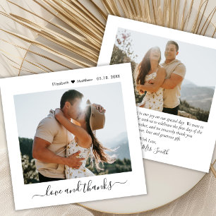 Carte De Remerciements Modern Love and Thanks Script 2 Mariage photo