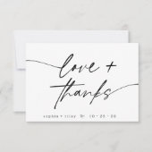 Carte De Remerciements Modern Love and Thanks Script Heart Photo Mariage (Devant)