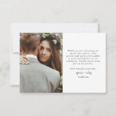 Carte De Remerciements Modern Love and Thanks Script Heart Photo Mariage (Dos)