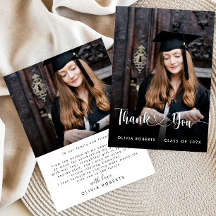 Carte De Remerciements Modern Love Heart Script Classe de 2024 Graduation