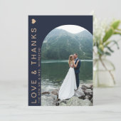 Carte De Remerciements Modern Love Photo Collage Navy Blue (Debout devant)