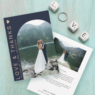 Carte De Remerciements Modern Love Photo Collage Navy Blue