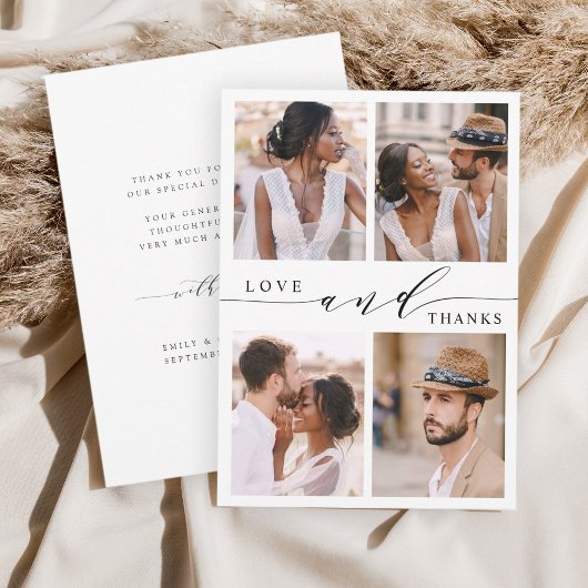 Carte De Remerciements Modern Love & Thanks 4 Mariage photo