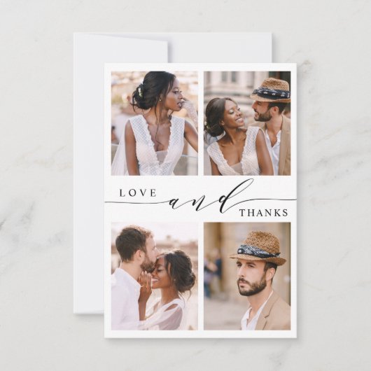 Carte De Remerciements Modern Love & Thanks 4 Mariage photo (Devant)