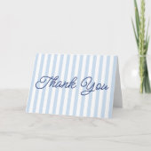 Carte De Remerciements Modern Minimal Minimalist Blue Stripes Wedding (Devant)