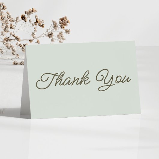 Carte De Remerciements Modern Minimal Minimalist Sage Green Wedding