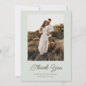 Carte De Remerciements Modern Minimal Minimalist Sage Green Wedding (Dos)