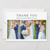 Carte De Remerciements Modern Minimalist 3 Photo Wedding (Devant)
