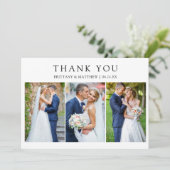 Carte De Remerciements Modern Minimalist 3 Photo Wedding (Debout devant)