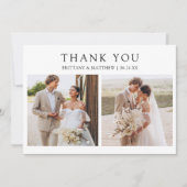Carte De Remerciements Modern Minimalist 3 Photos Wedding (Devant)