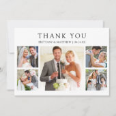 Carte De Remerciements Modern Minimalist 5 Photo Wedding (Devant)