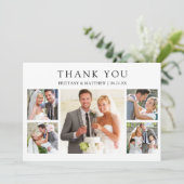 Carte De Remerciements Modern Minimalist 5 Photo Wedding (Debout devant)