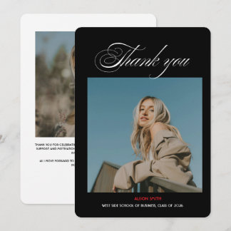 Carte De Remerciements Modern minimalist bold black typography grad 2026 