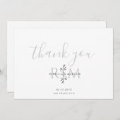 Carte De Remerciements Modern Minimalist Botanical Monogram  (Devant / Derrière)