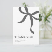 Carte De Remerciements Modern Minimalist Bow Wedding Thank You Card (Debout devant)