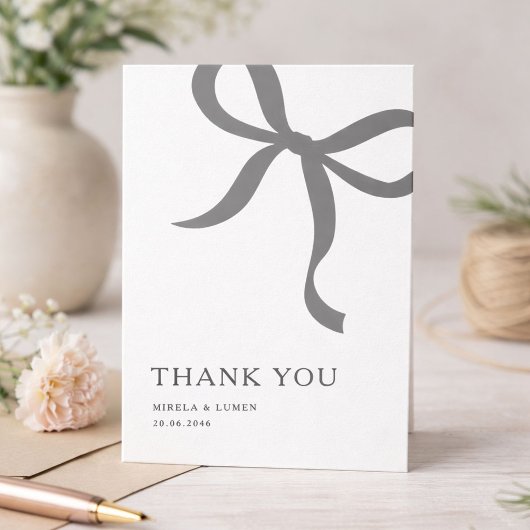 Carte De Remerciements Modern Minimalist Bow Wedding Thank You Card