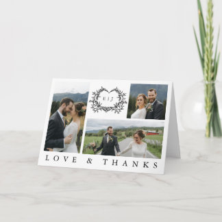 Carte De Remerciements Modern Minimalist Calligraphy Crest monogram Photo