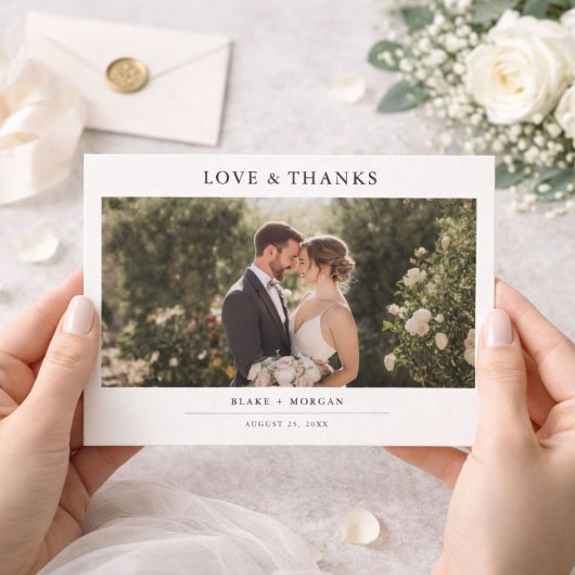 Carte De Remerciements Modern Minimalist Chic Photo Wedding