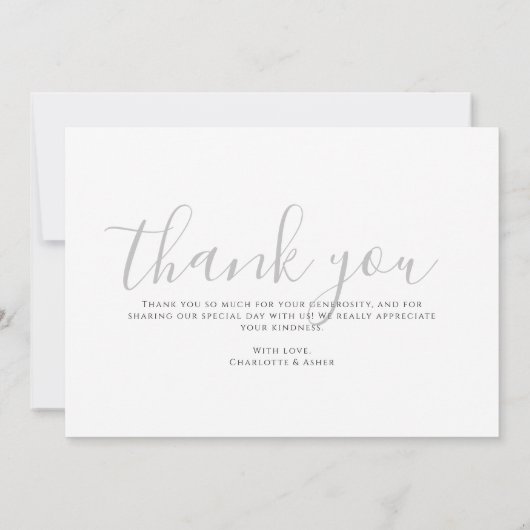 Carte De Remerciements Modern Minimalist Gray Monogram Wedding (Dos)