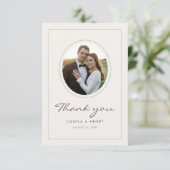 Carte De Remerciements Modern Minimalist Ivory Budget Wedding Photo (Debout devant)