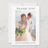 Carte De Remerciements Modern Minimalist Photo Wedding (Devant)