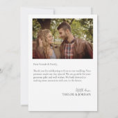 Carte De Remerciements Modern Minimalist Photo Wedding Custom  (Dos)