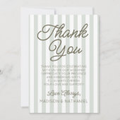 Carte De Remerciements Modern Minimalist Sage Green Stripes Wedding (Devant)