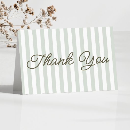 Carte De Remerciements Modern Minimalist Sage Green Stripes Wedding