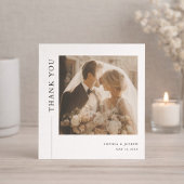 Carte De Remerciements Modern Minimalist Square Romantic Wedding Photo