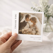 Carte De Remerciements Modern Minimalist Square Romantic Wedding Photo