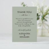 Carte De Remerciements Modern Minimalist Wedding | Sage Green Timeless  (Debout devant)