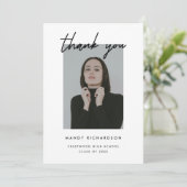 Carte De Remerciements Modern Minimalistic Script 2-Photo Graduation (Debout devant)