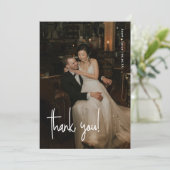 Carte De Remerciements Modern Minimalistic Script Full Photo Wedding (Debout devant)