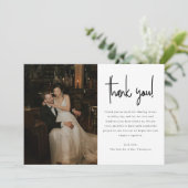 Carte De Remerciements Modern Minimalistic Script Wedding Photo (Debout devant)
