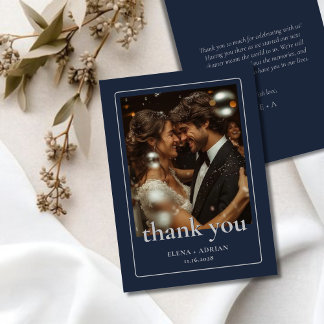 Carte De Remerciements Modern Moody Wedding Thank You Card with Photo